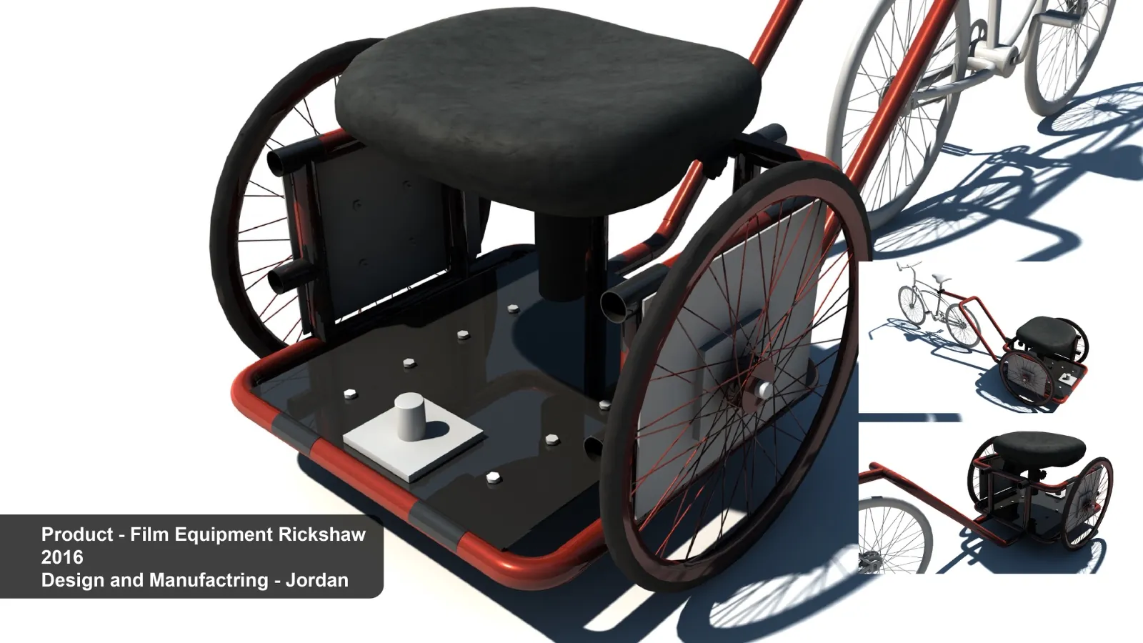 Rickshaw-style vehicle designed to carry film production equipment