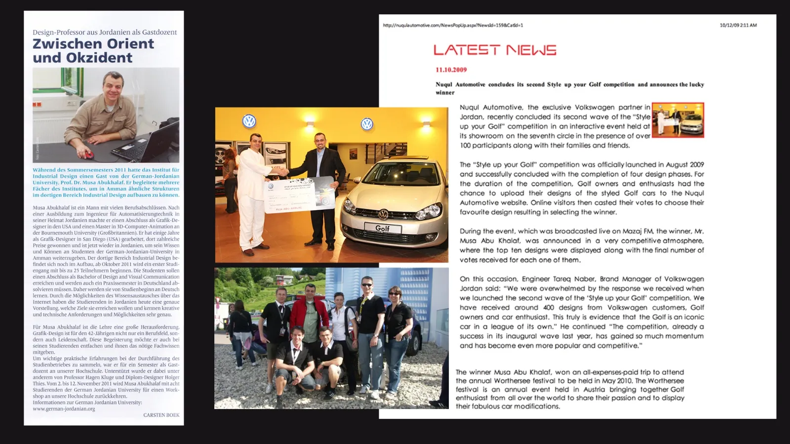 Press clippings and news coverage of the Style Up Your Golf design competition win